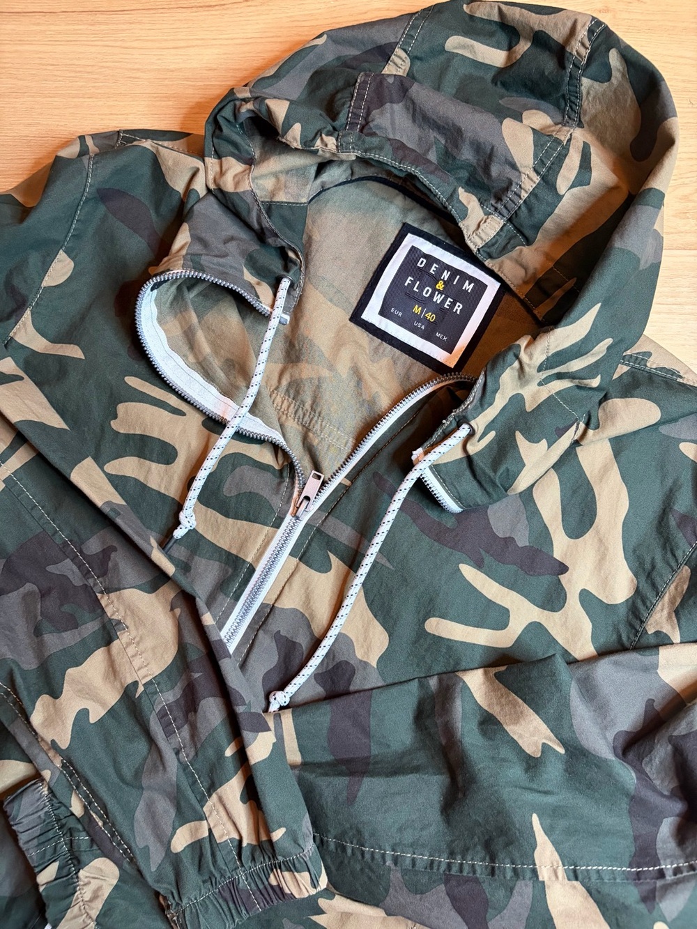 Denim & Flower Camouflage Hooded Jacket Medium 40 Lightweight